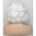 BLUPLE Short Wavy Bob Style White Lace Front Wig 12 Inches - Platinum White Loose Wave Curly Synthetic Hair Replacement Full Wig for Women - Buy Online on GoSupps.com