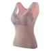 Women Solid Top Shirt Space V-neck trim padded vest thermal underwear plus velvety base shirts sexy slim vest lady outfit dress pink unit size