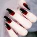 Brishow Coffin False Nails Halloween Decoration Black Red Press on Nails Ballerina Acrylic Stick on Nails 24pcs for Women and Girls Black&Red