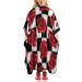 Red Roses on Black White Plaid Barber Cape Professional Hair Cutting Cape Cute Haircut Apron for Boys Girls