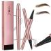 Magic Eyebrow Pencil 4-Tipped Precise Brow Pen 3D Waterproof Microblading Eyebrow Pencil Contouring Pen Waterproof Natural Fine Stroke Magic Eyebrow Pencil for Women and Gril (Dark Brown+ Light Brown)
