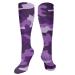 Violet camo compression socks for women and men.Circulation 15 20 mmHg is the best support for sporty running and cycling
