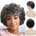 Sallcks Short Curly Grey Wigs for Women Soft Synthetic Heat Resistant Hair Replacement Full Wigs for Daily Party Use (Ombre Grey)