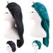 Ladaypoa 2 pieces long satin hair hood girls silky hat women long satin hood sleeping hat to sleep extra big satin sleeping cap for long curly hair protection unit size black+peacock blue