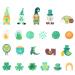 St Patrick's Day Cupcake Toppers Stickers Multi-pieces Cake Decorations Shamrock Theme Party Favors Supplies Various Shapes and Patterns (B)