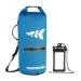 KastKing Cyclone Seal Dry Bag - 100% Waterproof Bag with Phone Case Front Zippered Pocket, Perfect for Beach, Fishing, Kayaking, Boating, Hiking, Camping, Biking, Skiing Sky Blue 30L