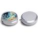 Round Watercolor Pattern Pill Box - 3 Compartment Portable Medicine Organizer | Decorative Metal Pocket Pill Case - Style 12 - Buy Online on GoSupps.com