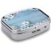 White Flowers Light Blue Wood Print Pill Box Decorative 2 Compartment Portable Pill Organizer for Pocket & Purse - Buy Online on GoSupps.com