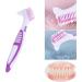 Smalibal Premium Denture Cleaning Brush Set - Double Sided Brush for False Teeth Cleaning - Portable with Multi-Layered Bristles & Ergonomic Rubber Handle in Purple - Buy Online on GoSupps.com