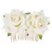 Minkissy Rhinestone Headpiece Rose Flower Bridal Hair Combs Bride Floral Hair Clip Combs Rose Hair Side Combs Wedding Festival Floral Headpiece Party Headdress for Women (White) Wedding D cor