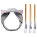 Justime 3 Pieces Facial Mask Brush Cosmetic Beauty Mask Brush + 1 Piece Gray Hair Band for Facial Mask Tool Gray Kit