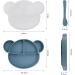 Silicone Baby Suction Plate with Lid and Spoon - Kid Divided Weaning Plate in Blue | BPA Free & Dishwasher Safe - Children's Dinnerware Set - Buy Online on GoSupps.com
