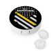 911 Dispatcher Thin Gold Line Flag Round Case For Contact Lens Kit Storage Box with Mirror Printed