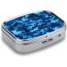 Buy Blue Camo Print 2 Compartment Pill Box | Portable Decorative Metal Pill Organizer for Pocket & Purse - International Shipping Available - Buy Online on GoSupps.com
