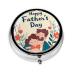 Fathers and Daughters Portable Metal Pill Box Round Mini 3-Compartment Plastic Insert hinged Fastening Design Suitable for Small Pills Must-Have for Travel