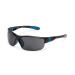 grinderPUNCH Bifocal Wrap Around Sunglasses Reading Glasses Outdoor Sun Readers Sports Eye Safety UV Protection Shades Shiny Black Frame - Blue Rubber 1.5 x