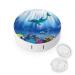 Cartoon Underwater World Dolphins Coral Contact Lens Case Travel Portable Travel Contact Lens Box with Mirror