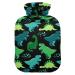 Cute dinosaur heat bottle with cover green dinosaur heat bottle for pain relief hot water bottle feet and bed warmers for period cramps 1 l