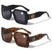 V.W.E. 2 Pairs Oversized Bold Women Bifocal Reading Sunglasses Lion Head 100% UV 1 Black 1 Tortoise 1.25 x