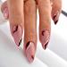 24PCS Fake Nails French False Nails - False Nails with Glue Press on Nails - Full Cover Acrylic False Nails - French Fake Nails Stick on Nails for Women Girls Nail Art (Pink Brown)