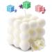 Aokala Scented Bubble Cube Candles, Candles for Home Decor Scented, 5.4 oz Soy Wax Aromatherapy Candle, Aesthetic Room Decor Cute Danish Pastel Large Decorative Shaped Candles Gifts - Freesia(White)