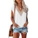 Summer Tops for Women Cap Sleeve T Shirts Casual Blouse V Neck Lace Floral Print Loose Fit Tank Tops Large 01-white