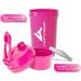 Fyra Lady Fitness Protein Shaker Bottle 700ml - BPA Free Leak-Proof with Sieve & Scale - Perfect for Whey BCAAs & Diet Concentrates - Pink Gym Cup - Buy Online on GoSupps.com
