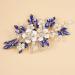 BERYUAN Silver Flowers Pearls Crystal Rhinestone Hair Comb Blue Teardrop Crystal Rhinestone Pearls Wedding Headband Silver Wedding Hair Accessories for Wedding Women Girls (blue) - Buy Online on GoSupps.com