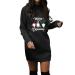 Women Christmas dress sweater sweat jacket Christmas dress long -sleeved sweatshirts dress hoodie blouse dresses Christmas dresses fashion dress women Christmas sweatshirts dress narrow rock black s