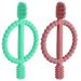 Aolso baby bite toys 2 pieces of children's toothbrush toothing aid BPA-free silicone-striped toothbrush stimulate and massage the rain from 3 months (red/green)