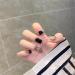 Press on Nails Short Fake Nails 24Pcs Shiny Black False fingernail with Self-Adhesive Jelly Nail Glue Tabs Press On False Nails