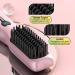 Portable Mini Wireless Hair Straightening Brush - Cordless Straightener Comb with 11 Temperature Settings Fast Heating & Anti-Scald - Lightweight & Travel-Friendly for All Hair Types - Pink - Buy Online on GoSupps.com