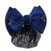 kawehiop Good Gifts Bowknot Hair Clip Hairnets For Snazzy Look Professional Hair Plate Mesh Pocket Cloth Bow Work Hair Clips Gold rim - Blue