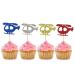 BoningNEW 24PCS Airplane Cupcake Toppers for Birthday Party Wedding Baby Shower Anniversary Party Cake Dessert Decorations Supplies Picks(Glitter four colors: Blue Gold Silver Red)