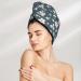 Hair Towel Wrap - Quick-Dry Button Turban for Easy Hair Drying (Blue Flower) - International Shipping Available - Buy Online on GoSupps.com