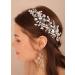 Kercisbeauty Silver Flower Crystal Pearl Headband Wedding Bridal Hair Piece Hair Accessories Women Girls Hair Jewelry - Buy Online on GoSupps.com