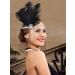 IYOU Black Feather Flapper Headpiece Sparkly Crystal Gatsby Headband Rhinestone Costume Wedding Hair Accessories for Women - Buy Online on GoSupps.com