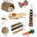 Runfar Natural Wooden Hamster Toy Kit - Exercise Bell Roller & Tooth Care Toys for Hamsters Chinchillas Rabbits & Guinea Pigs - Buy Online on GoSupps.com
