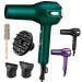 Powerful Hair Dryer,Professional Salon Hair Dryer-Ionic Blow Dryer with Diffuser for Fast Drying,with 3Heating/2Speed Cool Shot Button for Home/Salon/Travel (Green)