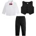 Mint Green Baby Boys Gentleman Suit Set | Shirt with Bowtie + Waistcoat + Pants | 18-24 Months | Solid Black | Size 1-4 Years - Buy Online on GoSupps.com
