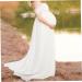 Odoukey Lace Strapless Maternity Gown - Floral Pregnancy Dress for Photoshoot - White (S) - Buy Online on GoSupps.com