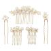 Sppry Wedding Pearl Hair Combs Set of 5 PCS - Elegant Hair Accessories for Bridal Women (Gold)
