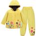 LZH Baby Girls Raincoat Suit Waterproof Hooded Coat Jacket & Trousers 2Pcs Outwear Clothes Set Yellow 1-2 Years