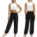 Nuofengkudu Unisex Hippie Harem Pants with Pockets - High Waist Loose Yoga & Summer Pants - XL Black Pumpphose Homewear - Buy Online on GoSupps.com