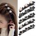 Sparkling Crystal Stone Braided Hair Clips Satin Fabric Hair Bands with Crystal Duckbill Hair Clips Four-Leaf Clover Chopped Hairpin Duckbill Clip Clover Rhinestone Flower Pearl Hair Clip for Woman Girls (Flowers & Pearls -5 PCS)