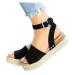 Ladmiple Wedge Sandals for Women Dressy Comfy Slip-On Ankle Buckle Sandals Summer Casual Beach Shoes Open Toe Platform 9 Black