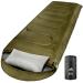 MEREZA Sleeping Bag for Adults Mens Kids with Pillow XL Sleeping Bag for All Season Camping Hiking Backpacking 3-4 Seasons Sleeping Bags for Cold Weather & Warm Army Green