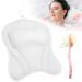 Foldrabbit Bath Tub Pillow Headrest  Bath Pillows for tub with Dual-Sided Long Handle Bath Shower Brush  SPA Bath tub Pillow with 3D Air Mesh and 6 Powerful Suction Cups Bath Accessories ( White)