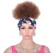 High Afro Puff Ponytail Drawstring Chignon Hairpiece Short Synthetic Kinky Curly Fake Hair Bun Updo Clip in Hair Extensions Headband Color 1b 30 8inches