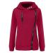 Bigfanshu Women's Sweatshirts Casual Zipper Patchwork Hooded Autumn Winter Warm Long Sleeve Loose Pullover Red